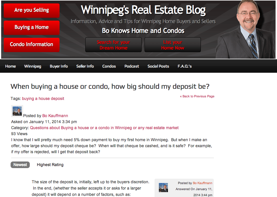 Real Estate Questions and Answers on Winnipeg's Real Estate Blog second home