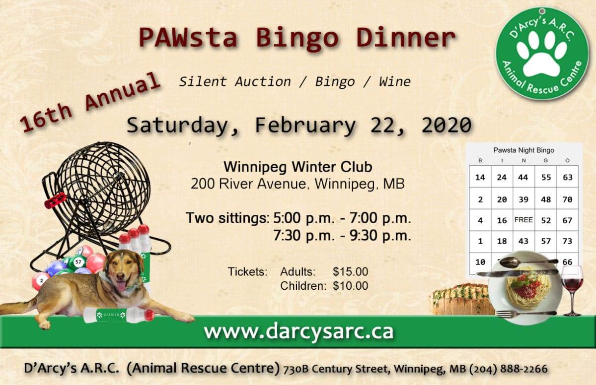 D'Arcy's Animal Rescue Centre - Pawsta-Bingo Fundraiser 2020 residential roofing